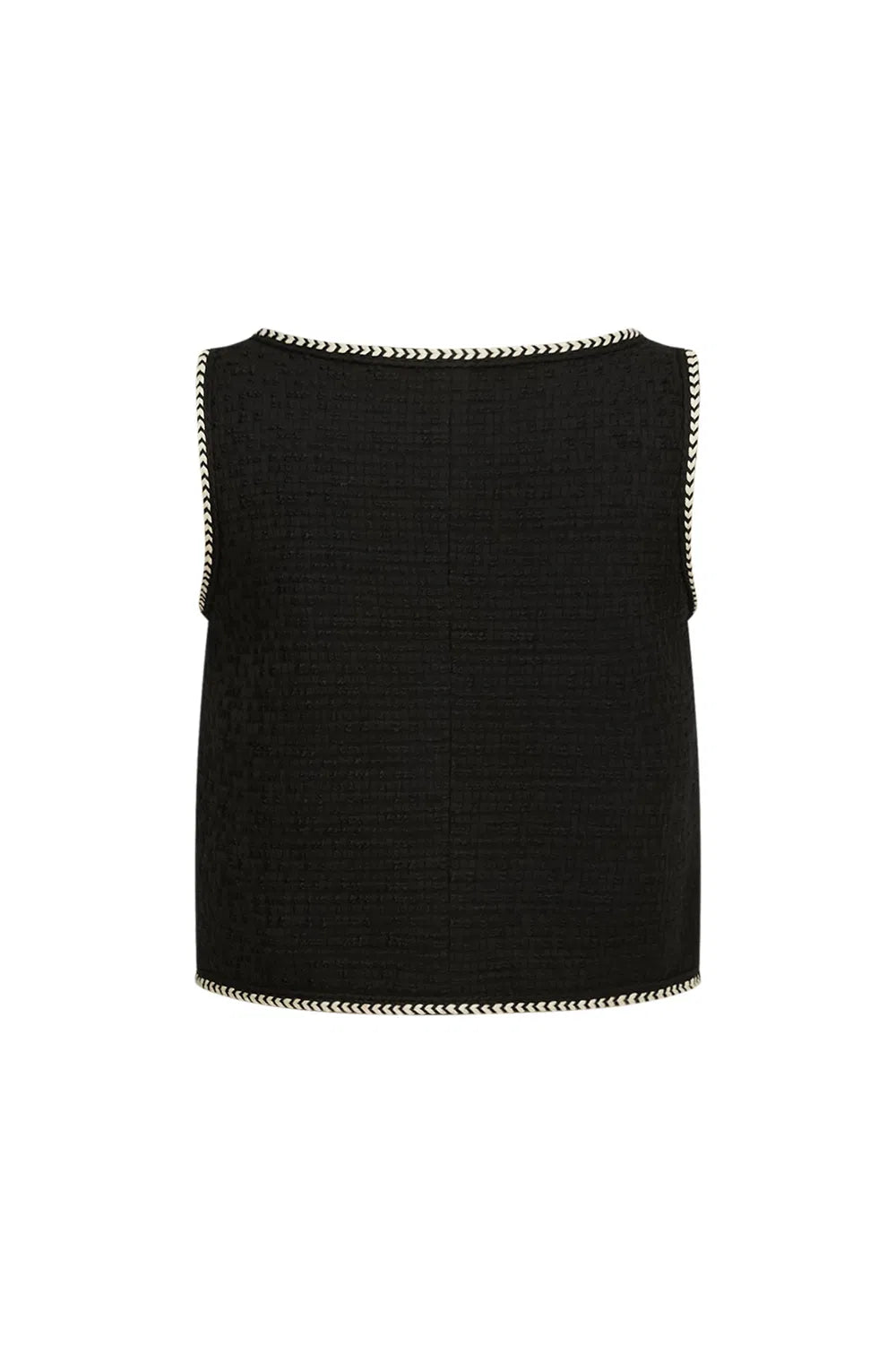 Hailey Contrast Trim Vest in Herringbone Tweed