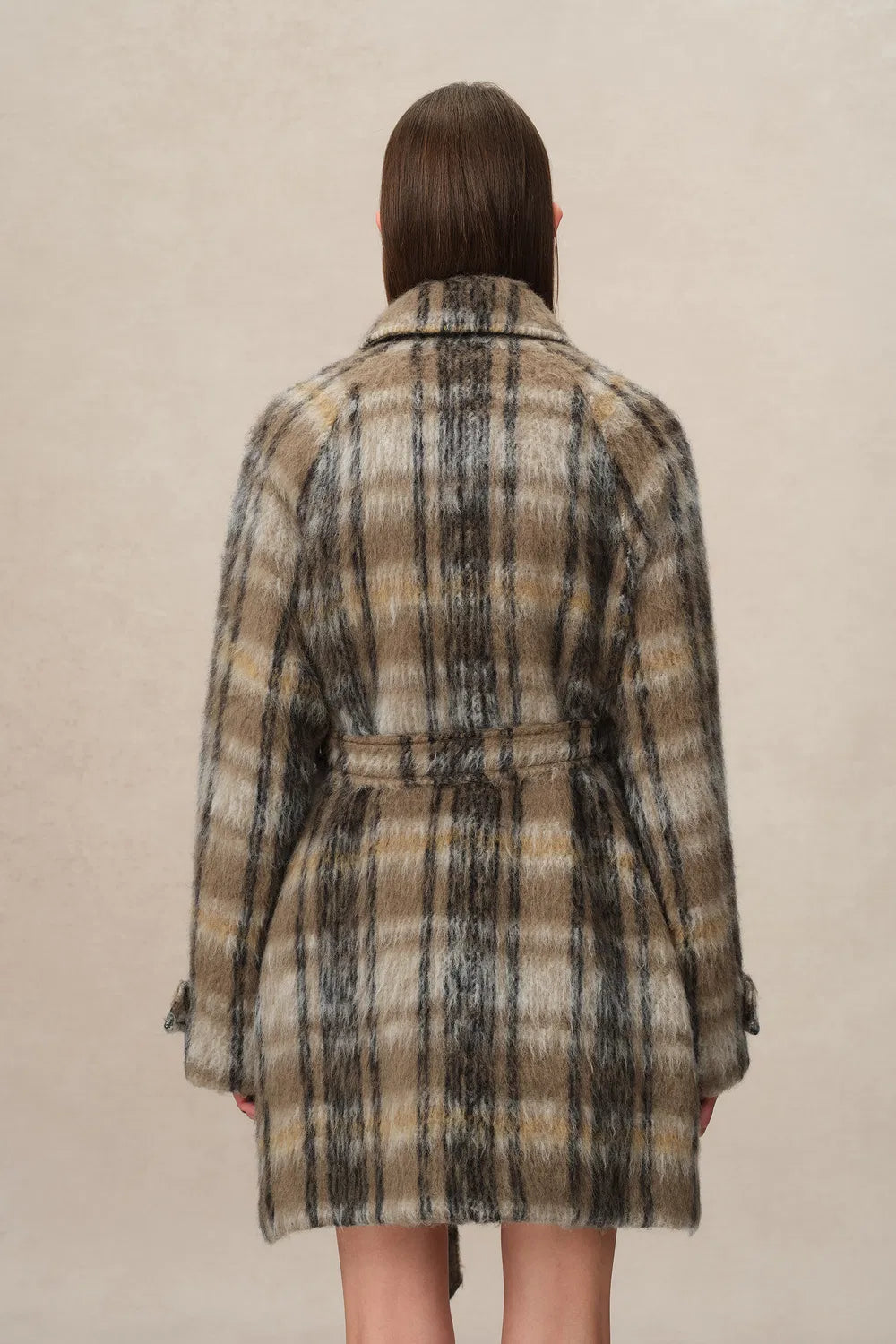 Mavis Plaid Coat in Brushed Single-Face Wool