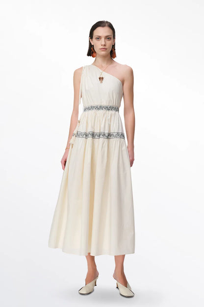 Althea One-Shoulder Embroidered Dress