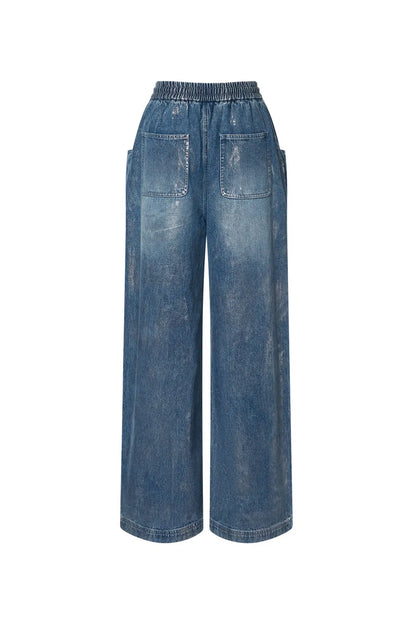 Bulb Shimmer Wide-leg Jeans in Cotton Denim