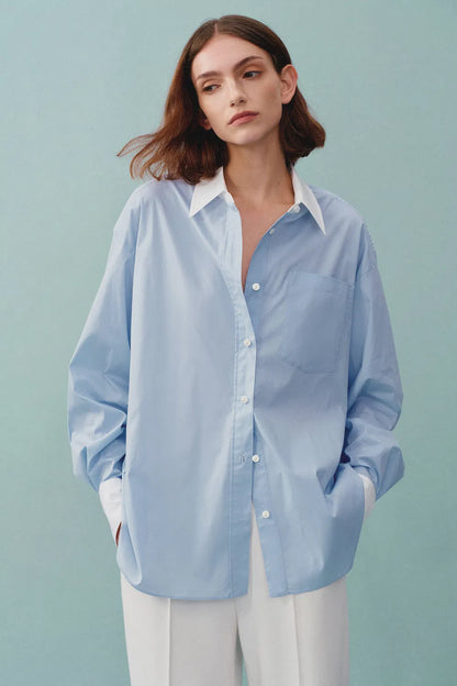 Nyota Contrast Color Shirt in Cotton Poplin