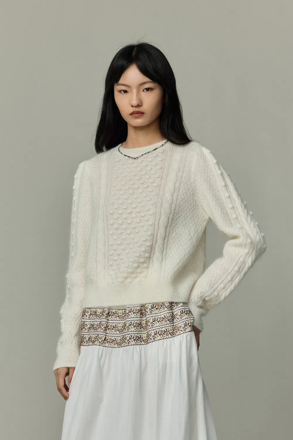 Eliza Cable Sweater in Mohair Knit