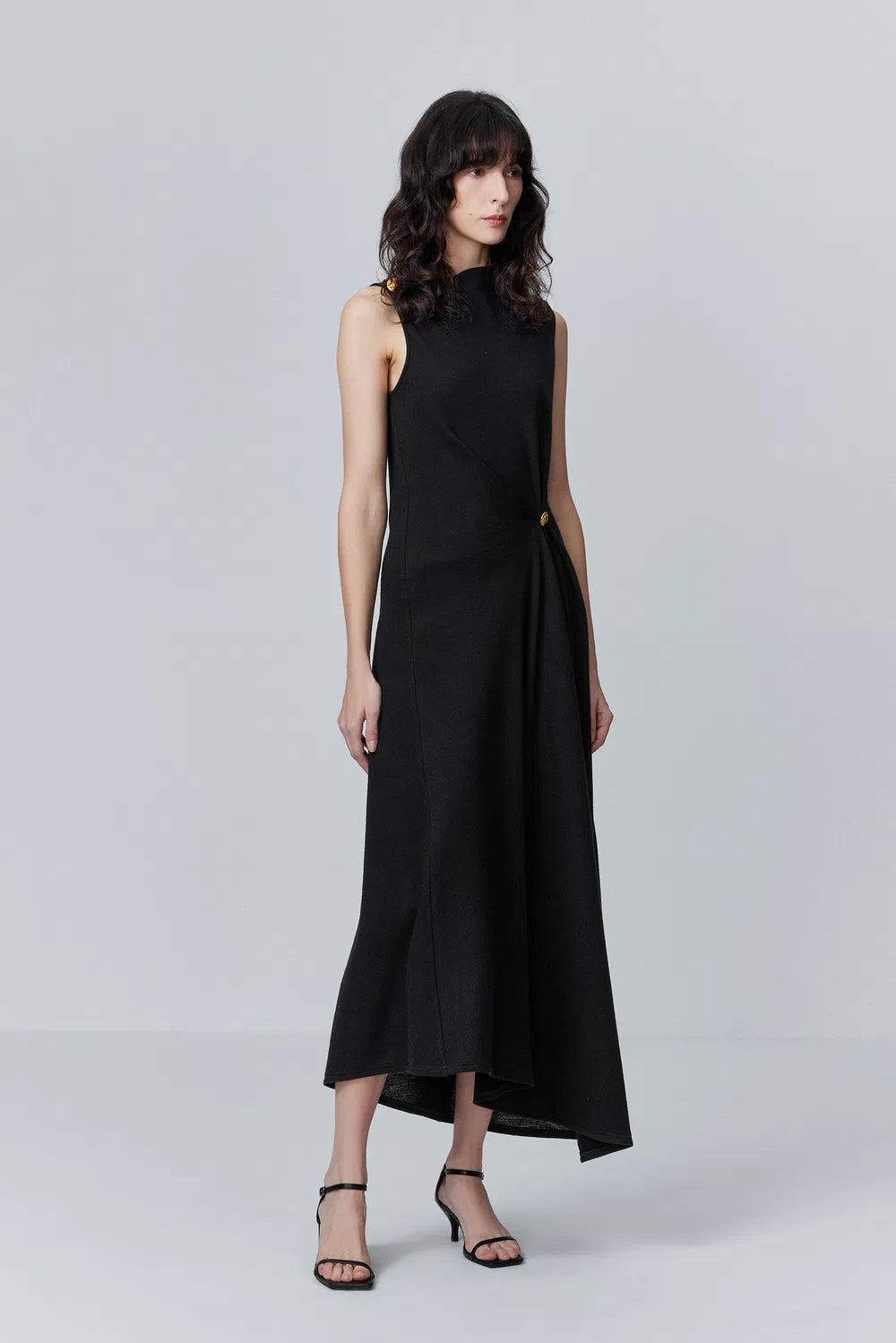 Eunice Pleated Dress in Wool Blend