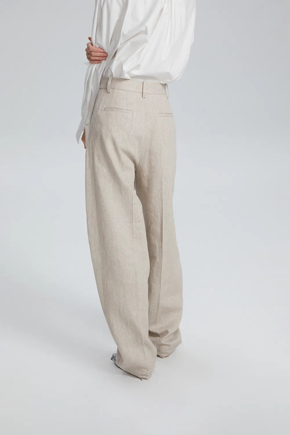 Giselle Pleated Suit Pants in Linen Cotton Blend