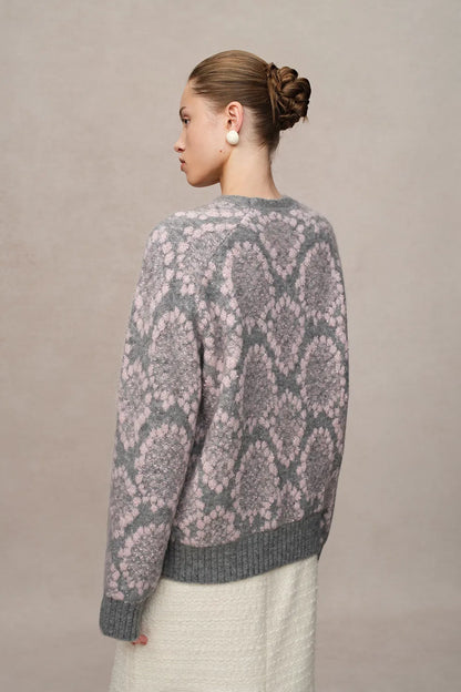 Masina Sequined Snake Zodiac Sweater in Chunky Merino Wool Knit