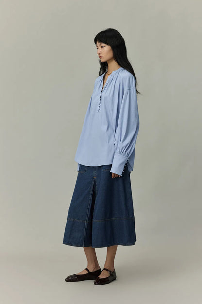 Lila Laidback French Shirt in Tencel-Cotton