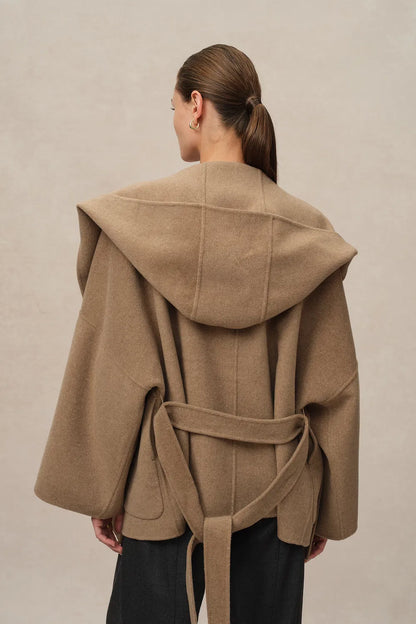 Lanza Handcrafted Hooded Double-Faced Coat in Merino-Cashmere Blend