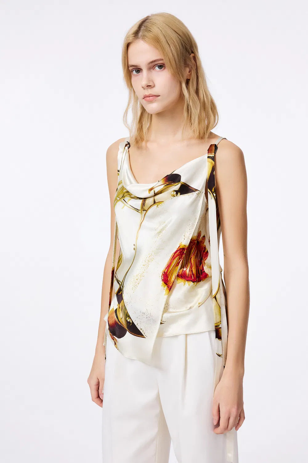 Hora Flora Print Cowl Neck Camisole