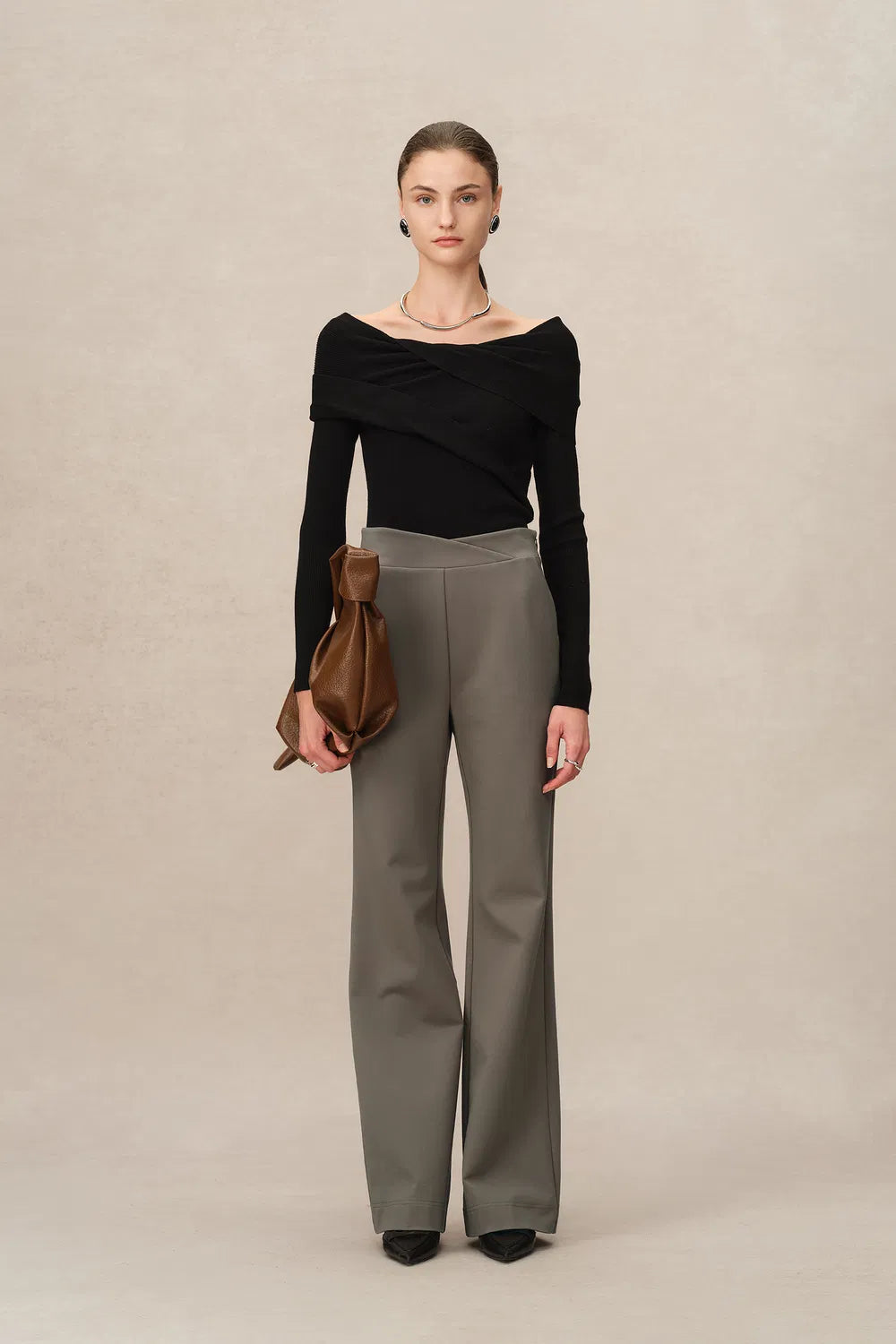 Heather High-Waisted Trousers in High-Stretch Knit