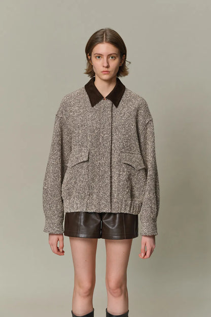 Dakota Tweed Baseball Jacket in Wool