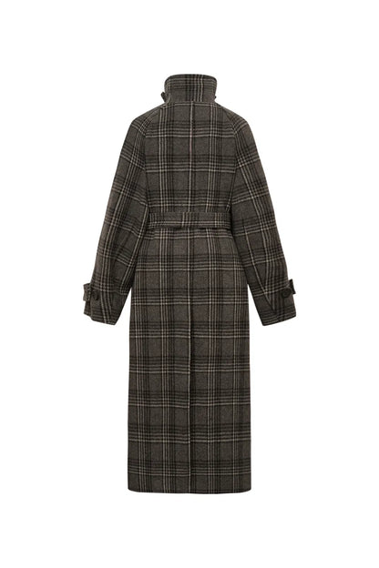 Edit Convertible Funnel Neck Coat in Welsh Checkered Box Wool