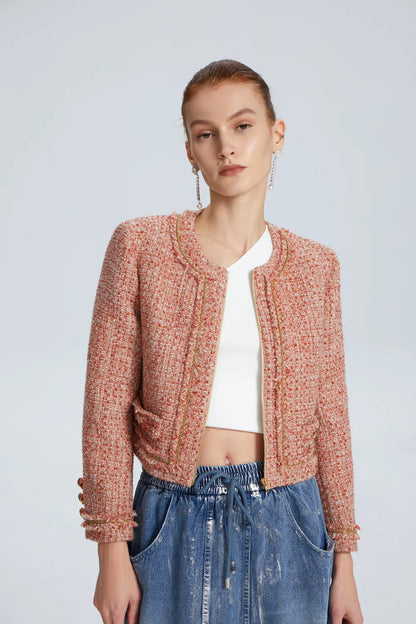 Gigi Cropped Jacket in Lightweight Wool Tweed