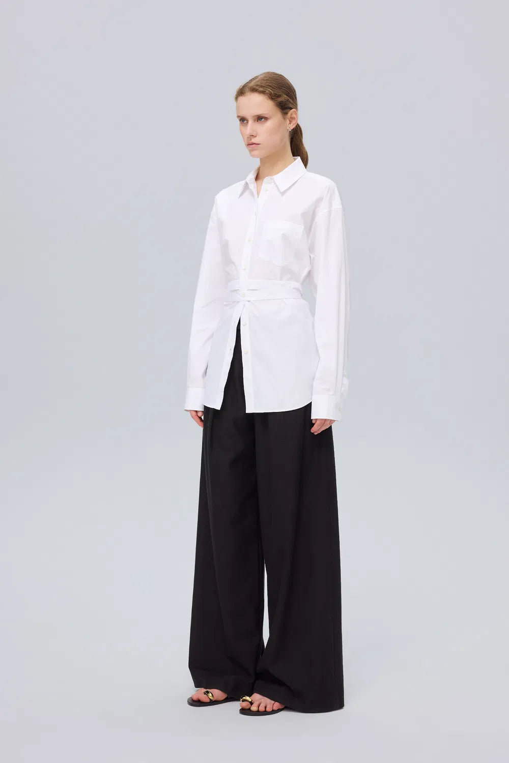 Estelle Cinched Waist Shirt in Cotton Poplin