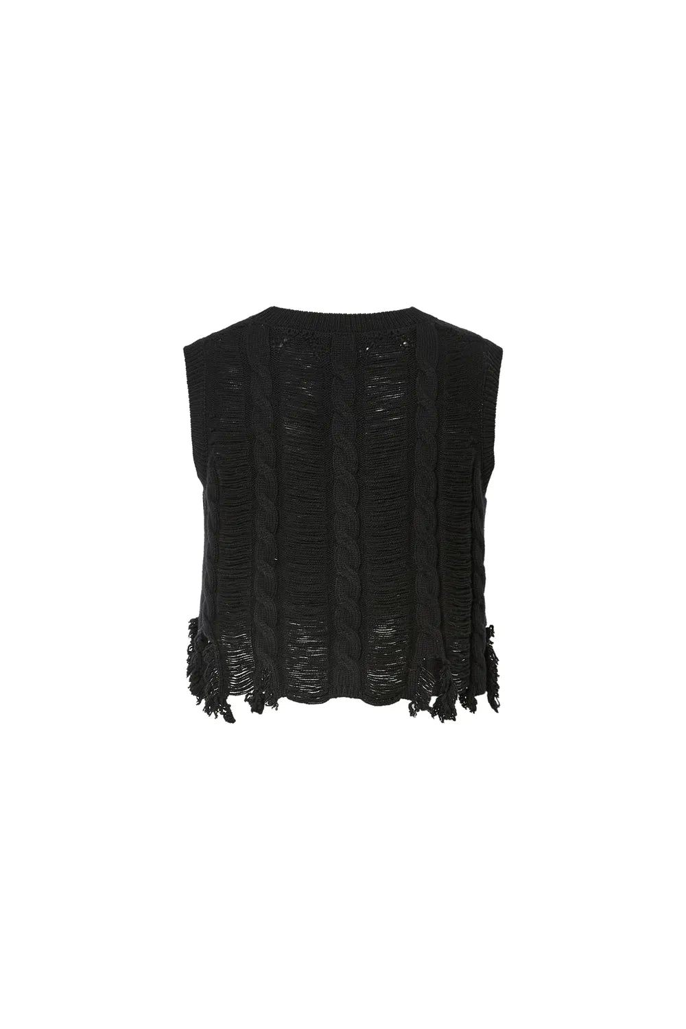 Chelsea Hand-frayed Hem Sleeveless Top in Wool Blend Knit