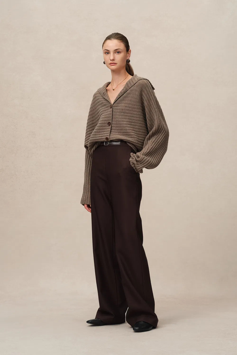 Durini Mini Flared Straight Leg Pants in Merino Wool Twill