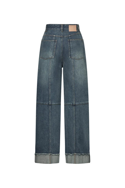 Lark Straight Leg Cuffed Jeans in Tencel Denim