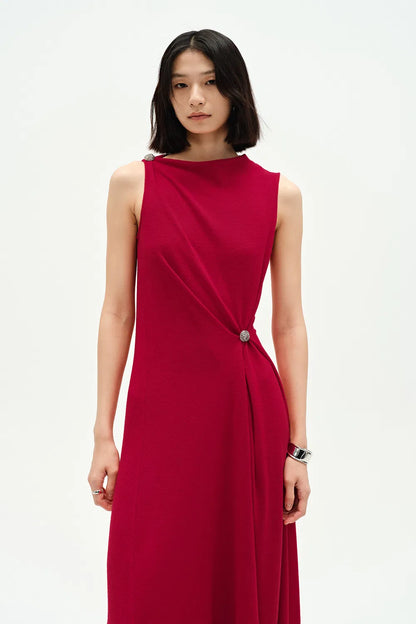 Kiki Asymmetric Knotted Sleeveless Dress in Merino Wool Knit