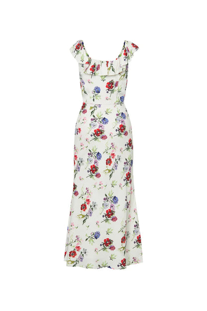 Cici Flora Printed Ruffle Dress in Viscose