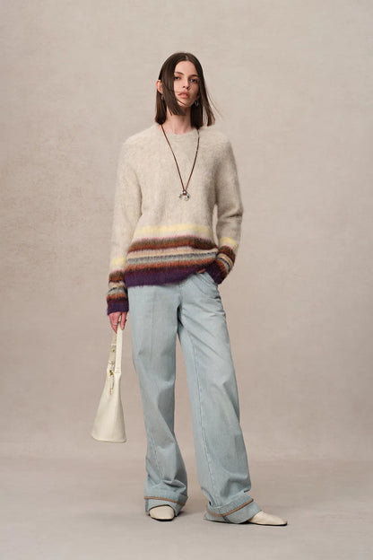 Kiko Striped Knit Sweater in Baby Alpaca Blend