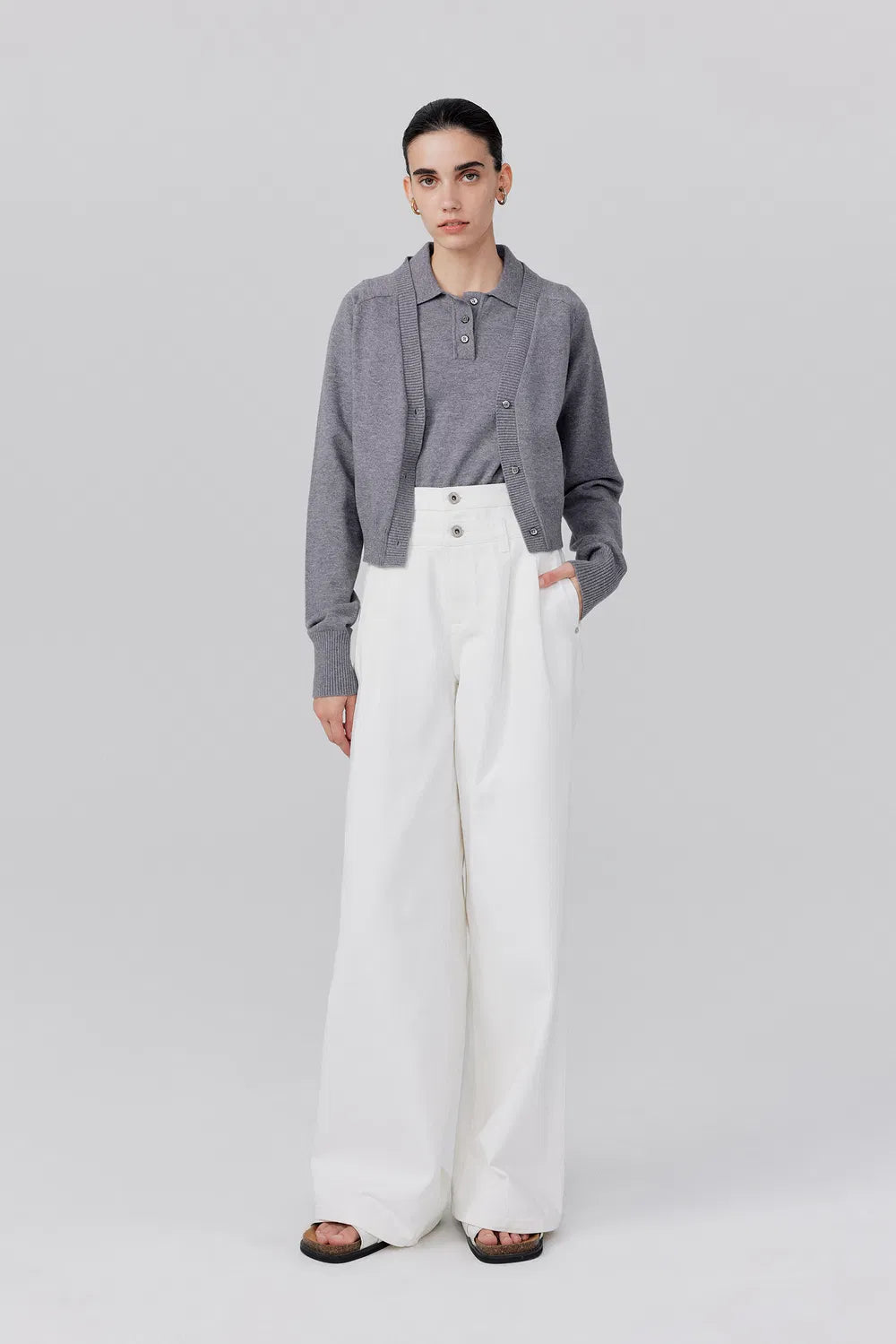 Doubline Double Waistband Straight-Leg Jeans in Soft Cotton Denim