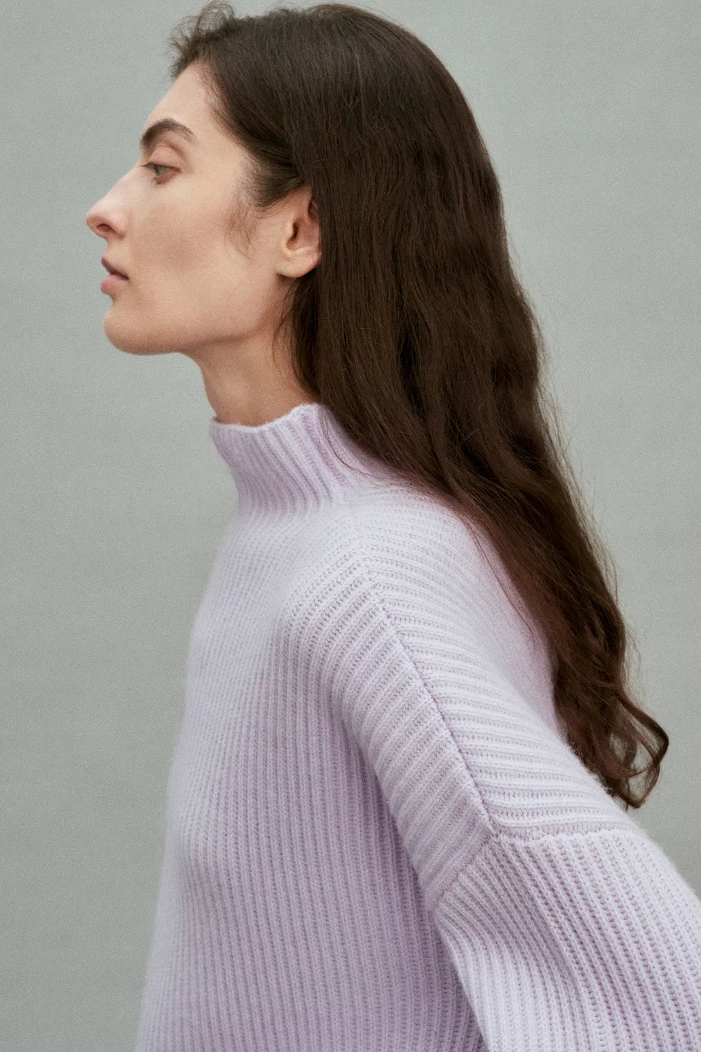 Victoria Mock Neck Sweater in Merino-Cashmere Blend Knit