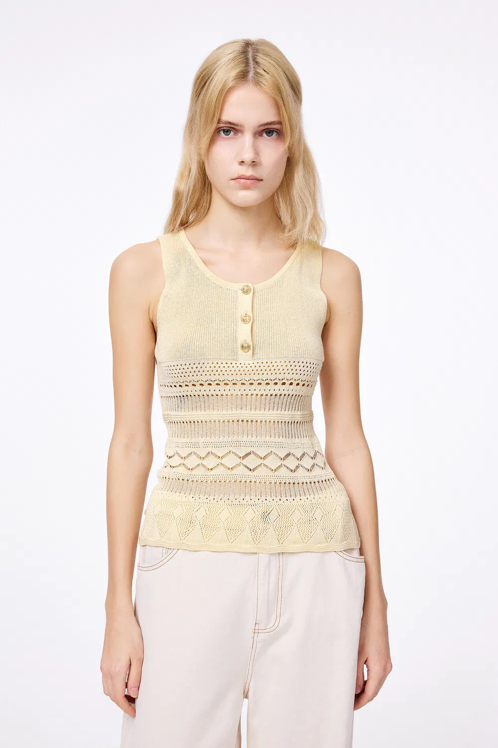 Alva Handcrafted Lace Crochet Top in Cotton Viscose Knit