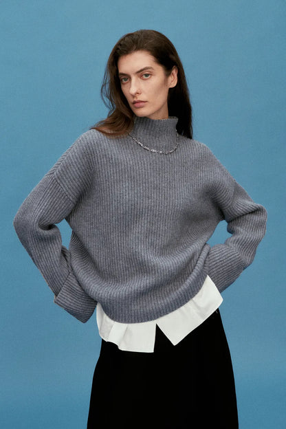 Victoria Mock Neck Sweater in Merino Cashmere Knit