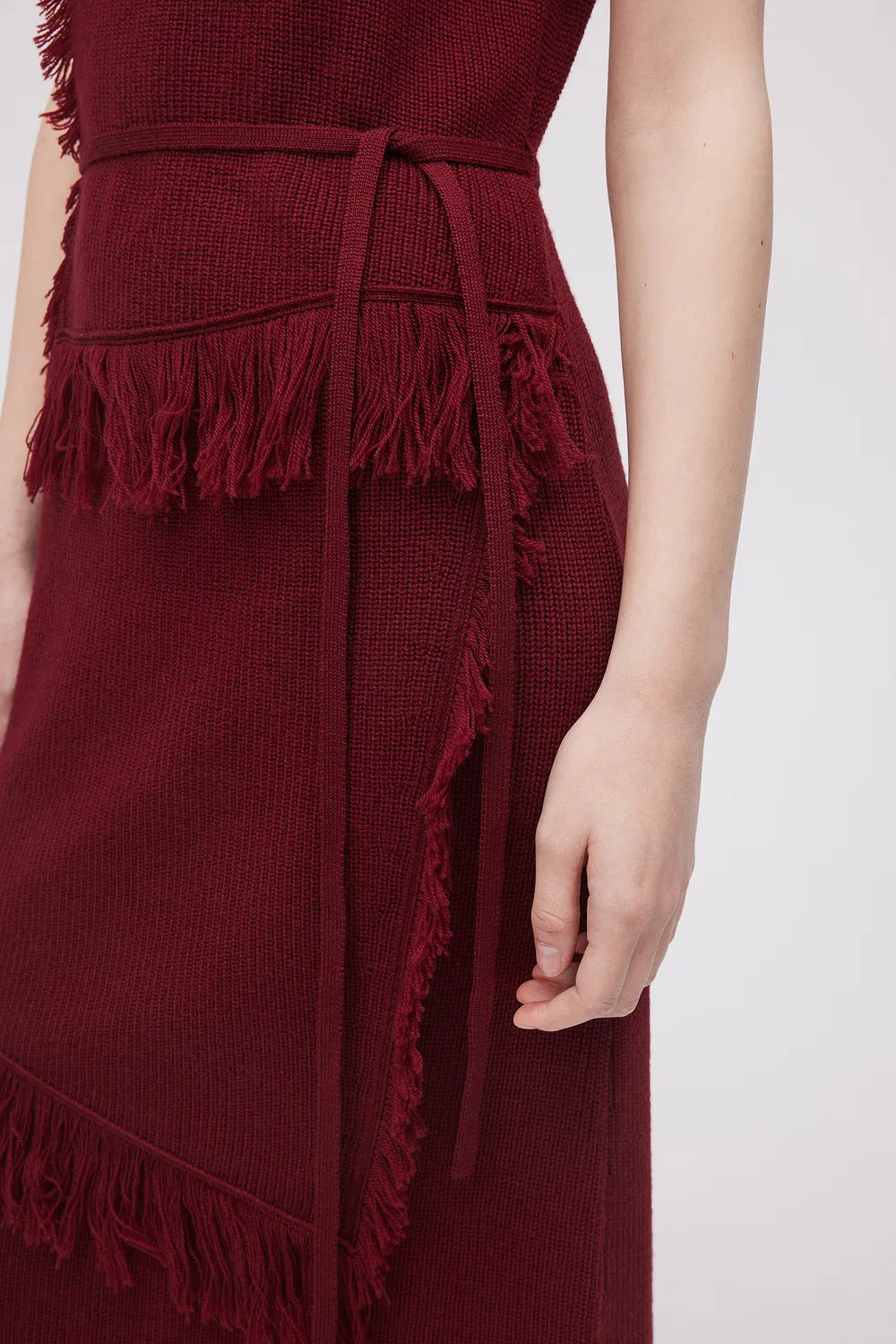 Annie Fringe Sleeveless Dress in Wool Knit