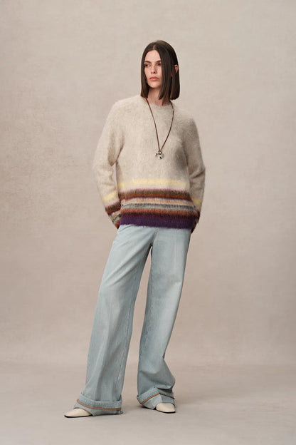 Kiko Striped Knit Sweater in Baby Alpaca Blend