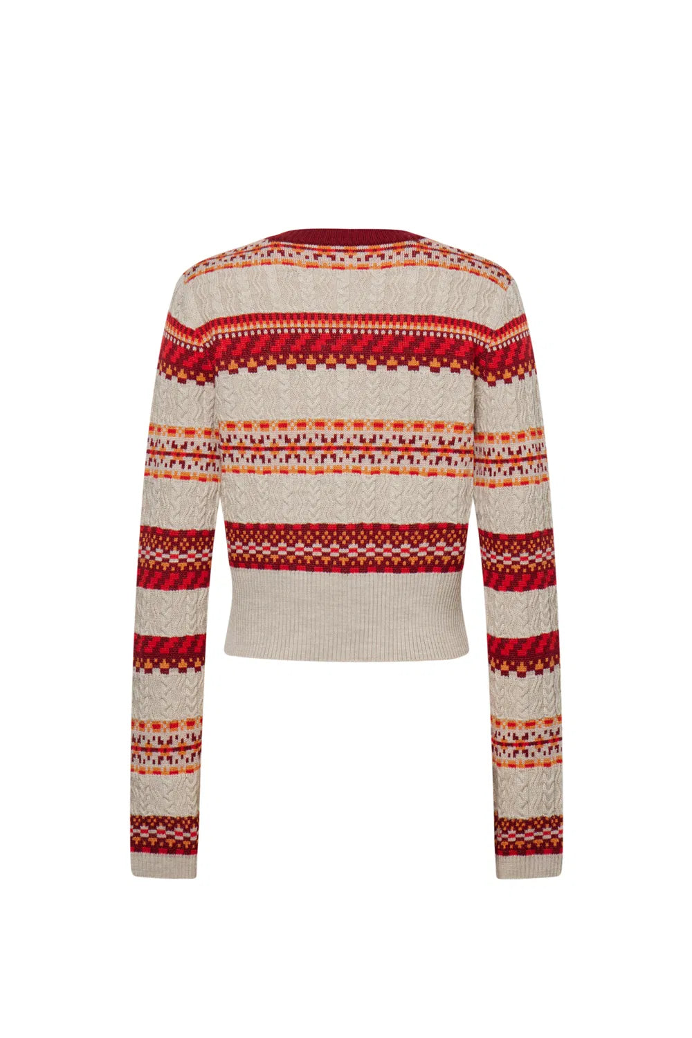 Ava Fair Isle Cardigan in Merino Wool Knit