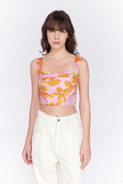 Havana Print Sleeveless Top in Tencel Cotton