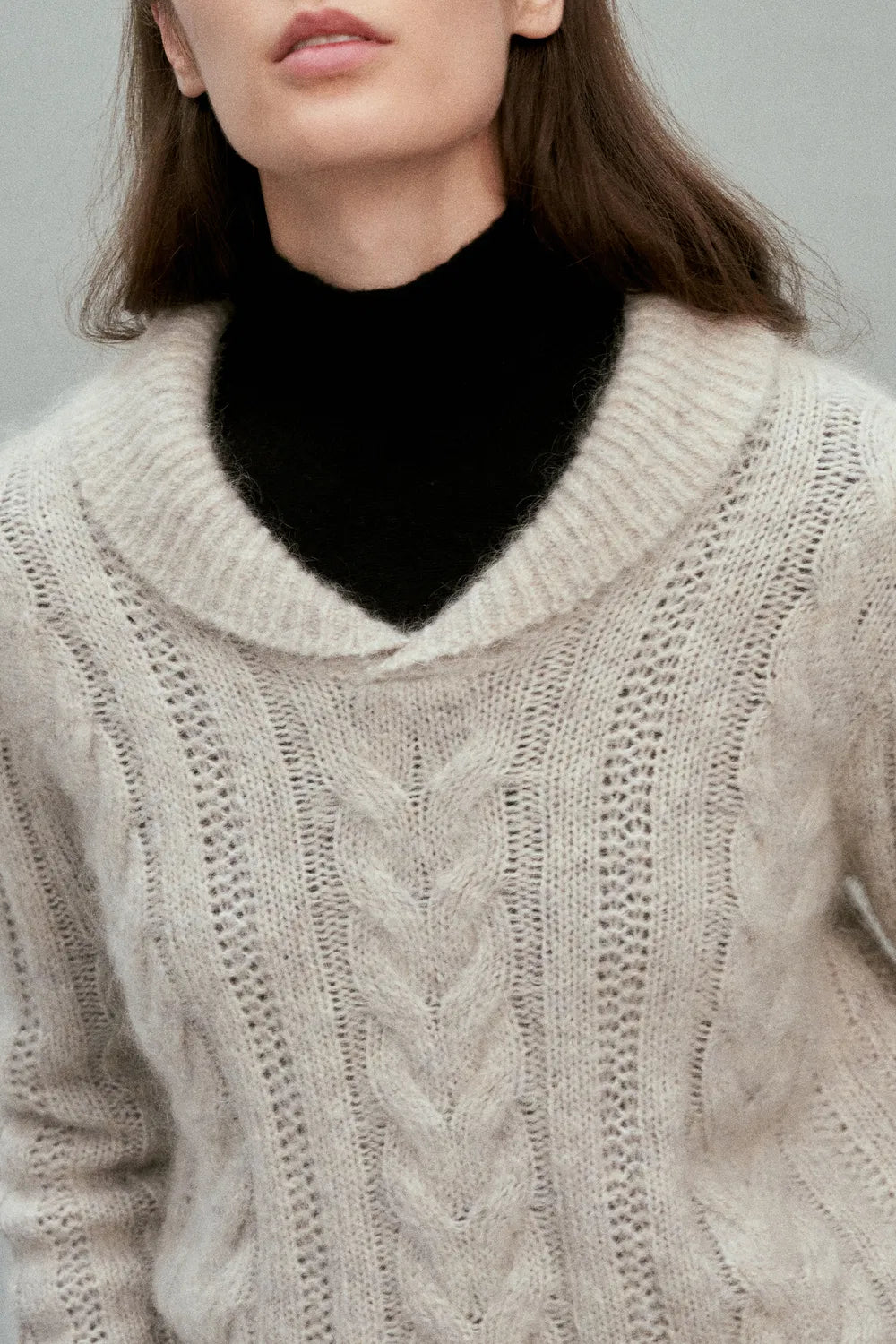 Moon Lapel Sweater in Kid Mohair-Wool Knit