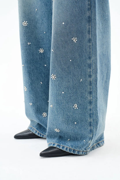 Nico Hand Beaded Jeans in Lightweight Denim