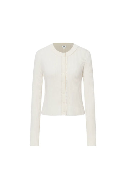 Niki White Cardigan in Lyocell-Triacetate Knit