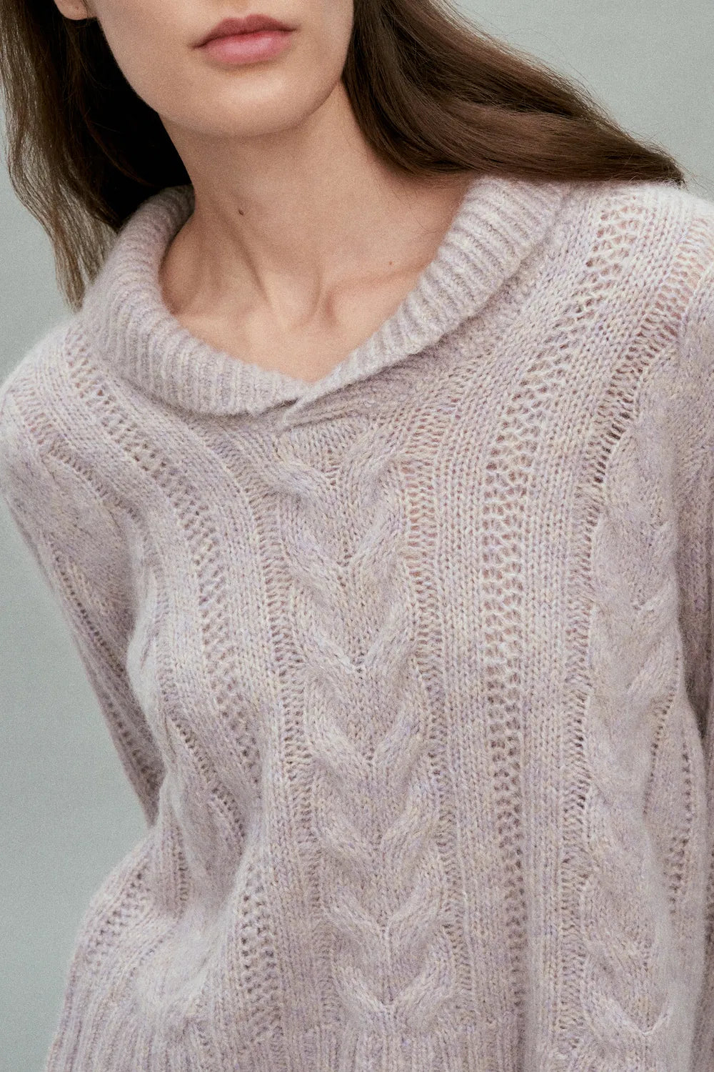 Moon Lapel Sweater in Kid Mohair-Wool Knit