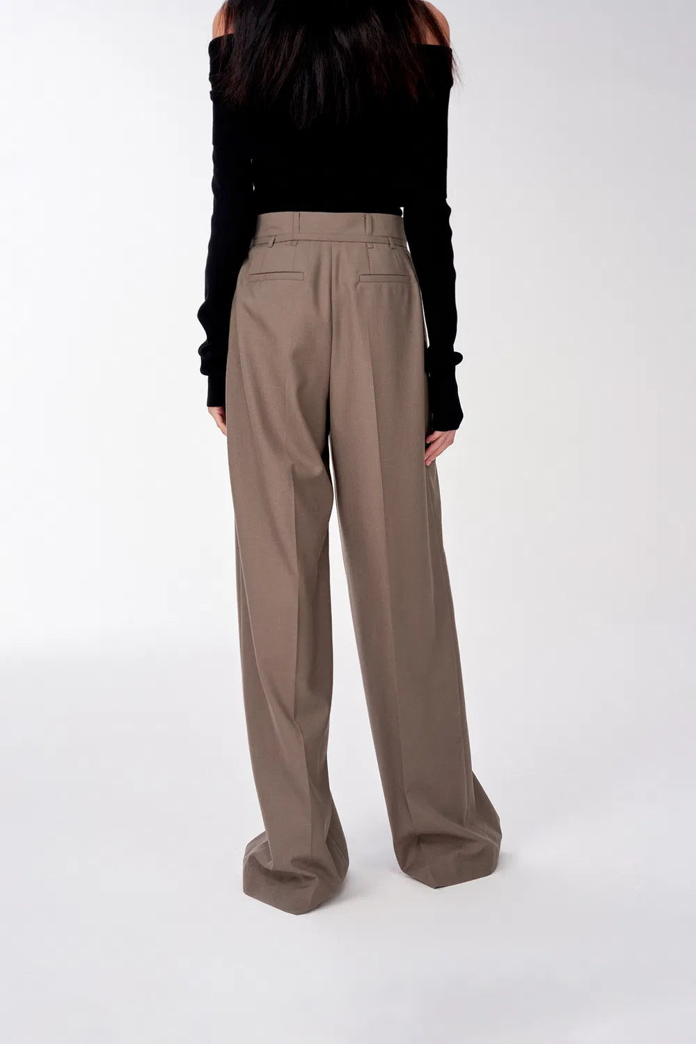 Alba Belted Suit Trousers in Wool Blend