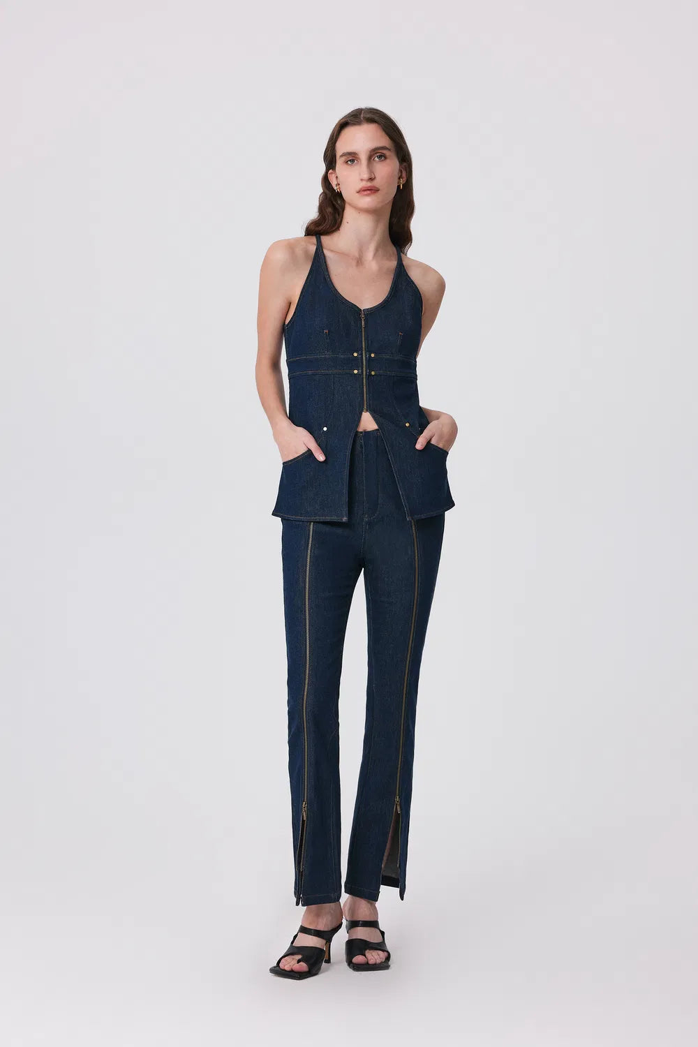 Antonio Zippered Pants in Tencel Denim