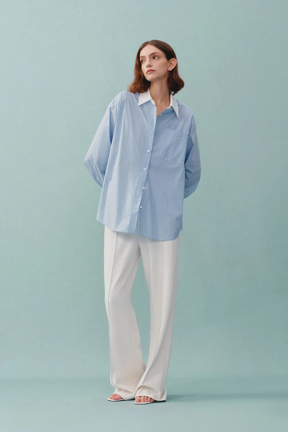 Nyota Contrast Color Shirt in Cotton Poplin