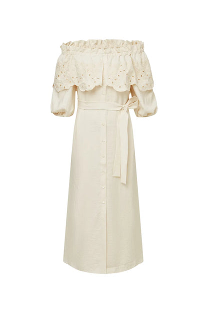 Alexia Lace Embroidery Dress in Tencel