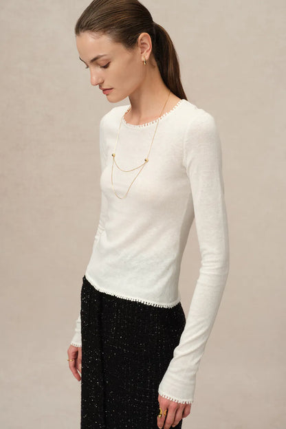 Basic Sheer Base Shirt in Cotton-Cashmere Knit