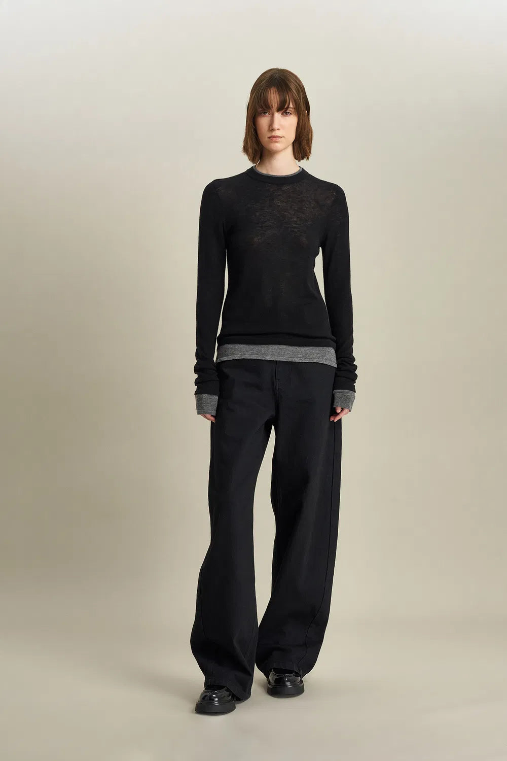 Laura Layered Look Sweater in Wool Knit