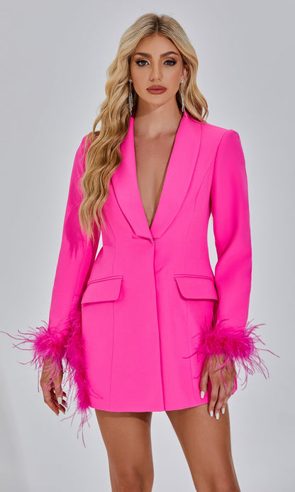 Francis Pembe Tüylü Blazer
