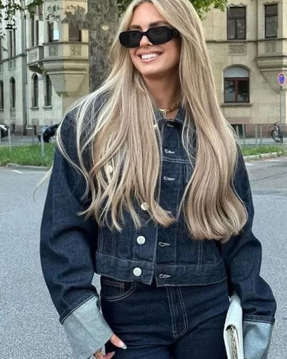 Alevna™ Lorelei - Kollu Denim İki Parçalı Set