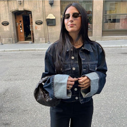 Alevna™ Lorelei - Kollu Denim İki Parçalı Set