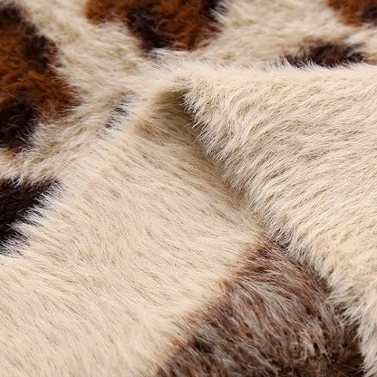 Alevna™ Leopar Desenli Tüylü Triko Hırka