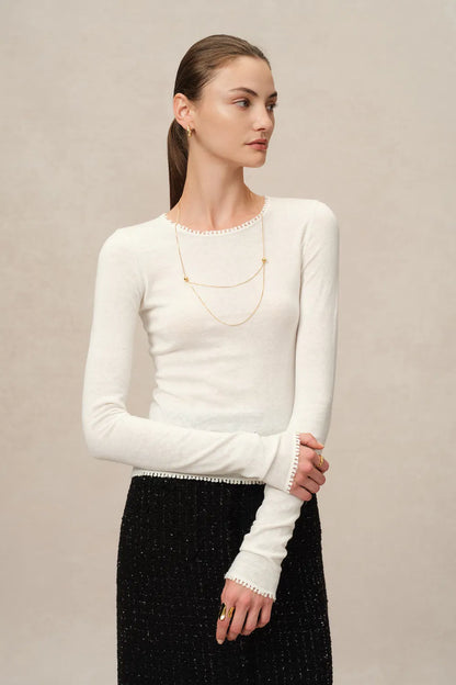 Basic Sheer Base Shirt in Cotton-Cashmere Knit