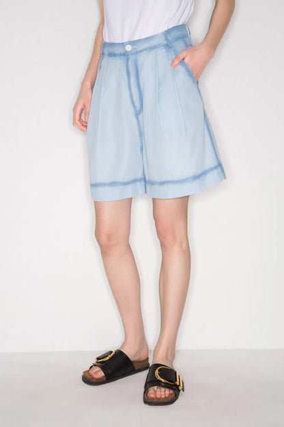 Ciel Hand-Sprayed Shorts in Tencel Denim