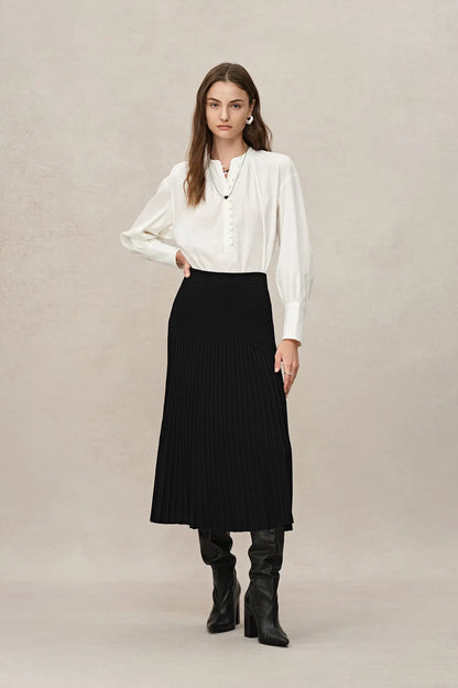 Grace Pleated Skirt in Anti-Pilling Tencel Blend Knit