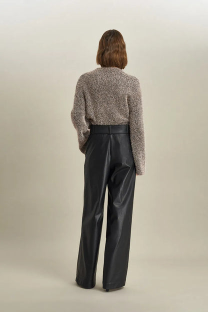 Bitume Belted Straight Leg Baggy Pants in Vegan Leather