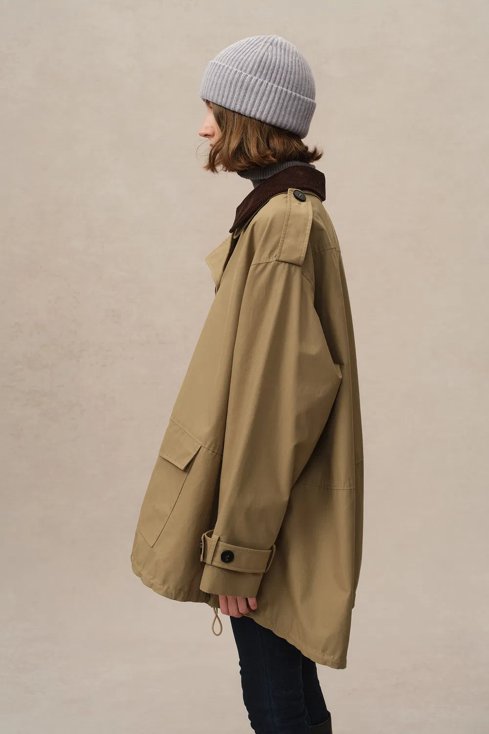 Cassian Short Trench Coat in Water-Repellent Cotton Blend